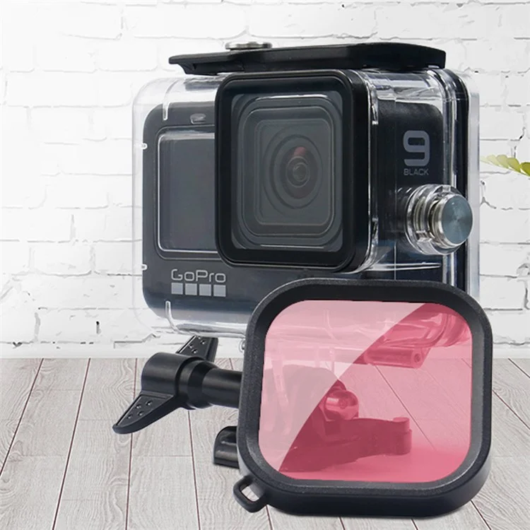 Shelngka FLW297 Para GoPro Hero 9/10 Lens de Câmera de Ação Filter Acessórios de Caixa de Mergulho à Prova D'água - Rosa