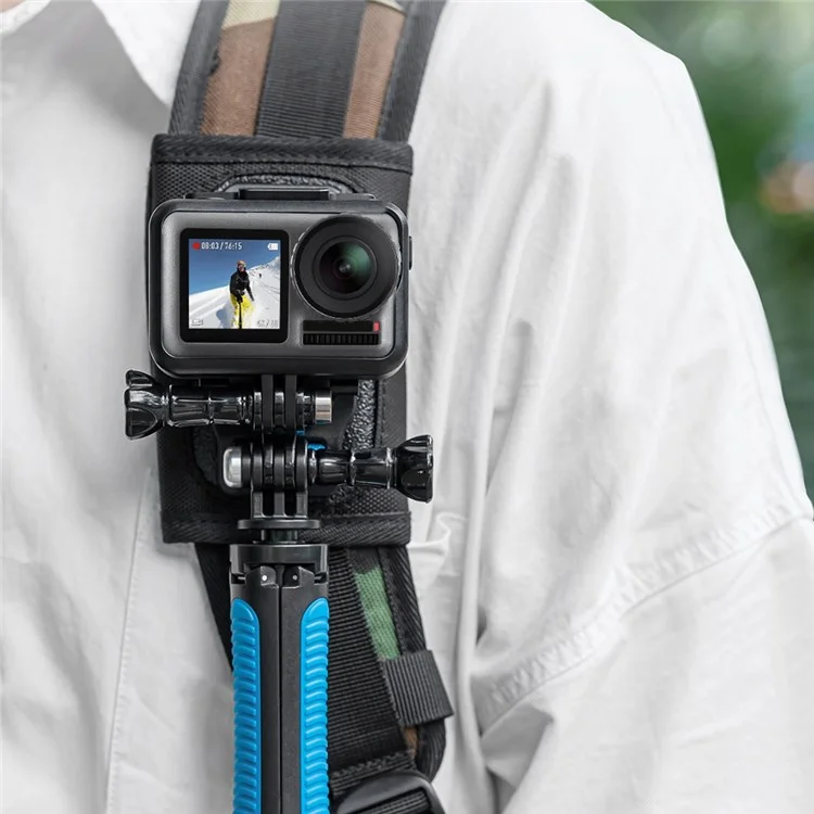 TELESIN GP-MTB-T02-BK Für GoPro/DJI Osmo Action Rucksack Schultergurt Sport Kamera Halterung Ständer - Schwarz