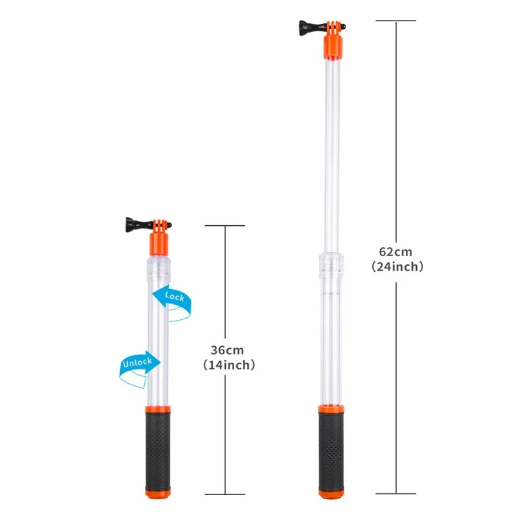 TELESIN GP-MNP-T01 For GoPro Action Camera Waterproof Handheld Transparent Selfie Stick Floaty Monopod