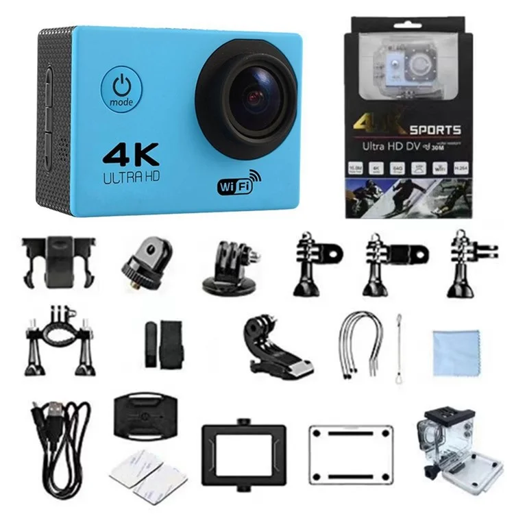 SJ4000 SD3H-2 Cámara deportiva 4K 30FPS WiFi Ultra HD con carcasa impermeable - Azul 