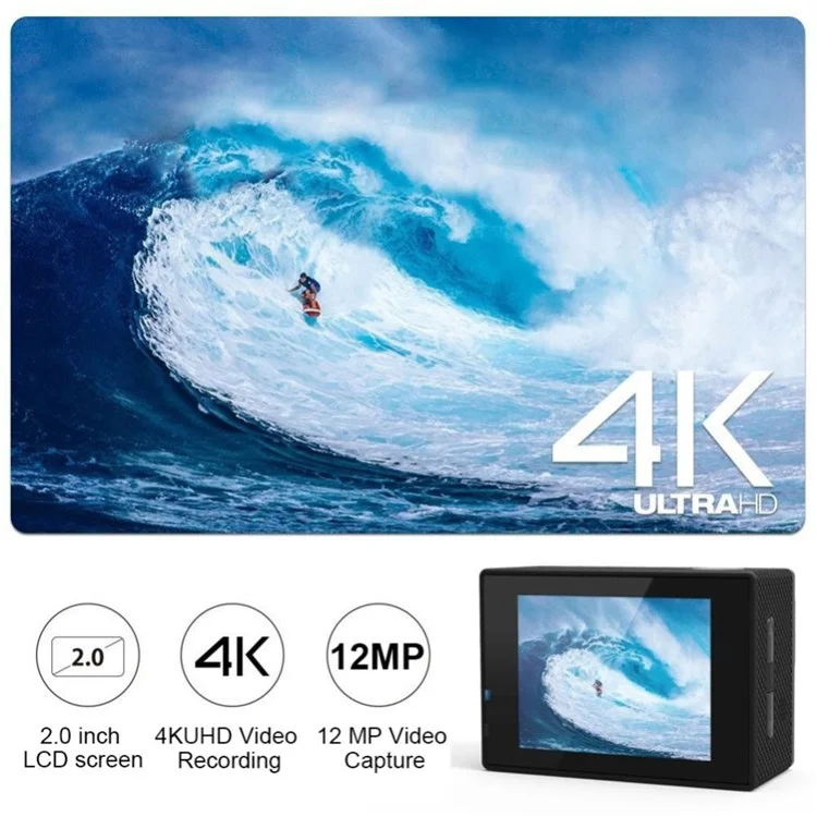 SJ4000 SD3H-2 Cámara deportiva 4K 30FPS WiFi Ultra HD con carcasa impermeable - Azul 