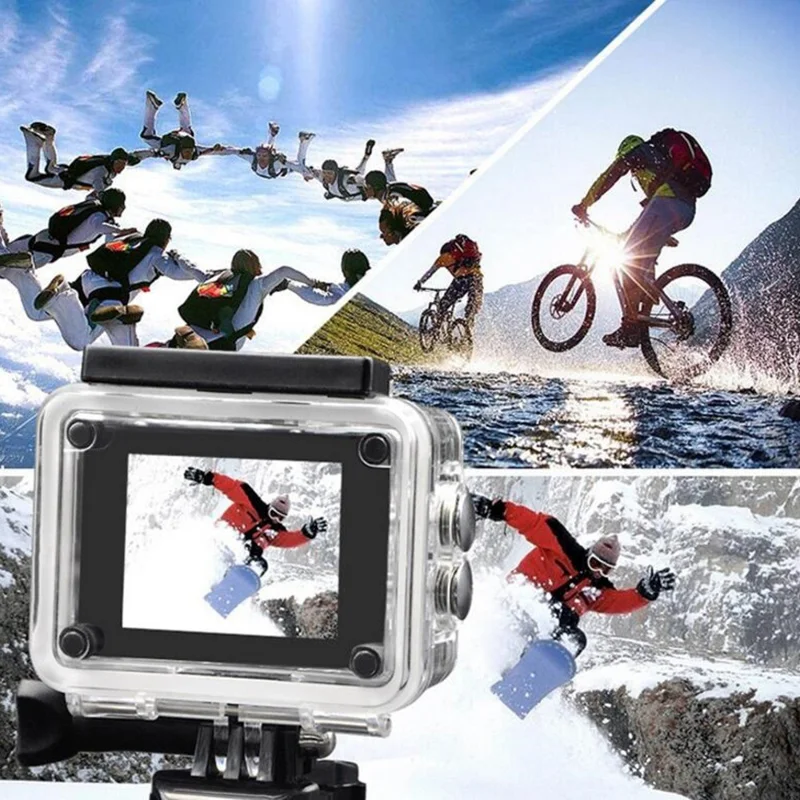 X6000-11 Mini Action Camera 2.0" LCD Screen 1080P Camera Multifunctional Waterproof Riding Recorder for Outdoor Photography - Black