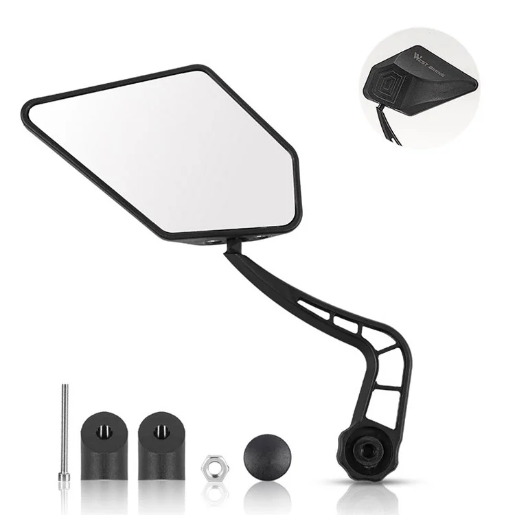 WEST BIKING YP07200240 1 Stück HD 360 Grad drehbarer Lenker-Rückspiegel für das Fahrrad - links