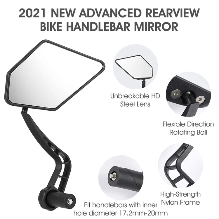 WEST BIKING YP07200240 1Pc HD 360 Degree Rotate Handlebar Rearview Mirror Bicycle Rear View Mirror - Right