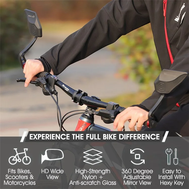 WEST BIKING YP07200240 1Pc HD 360 Degree Rotate Handlebar Rearview Mirror Bicycle Rear View Mirror - Right