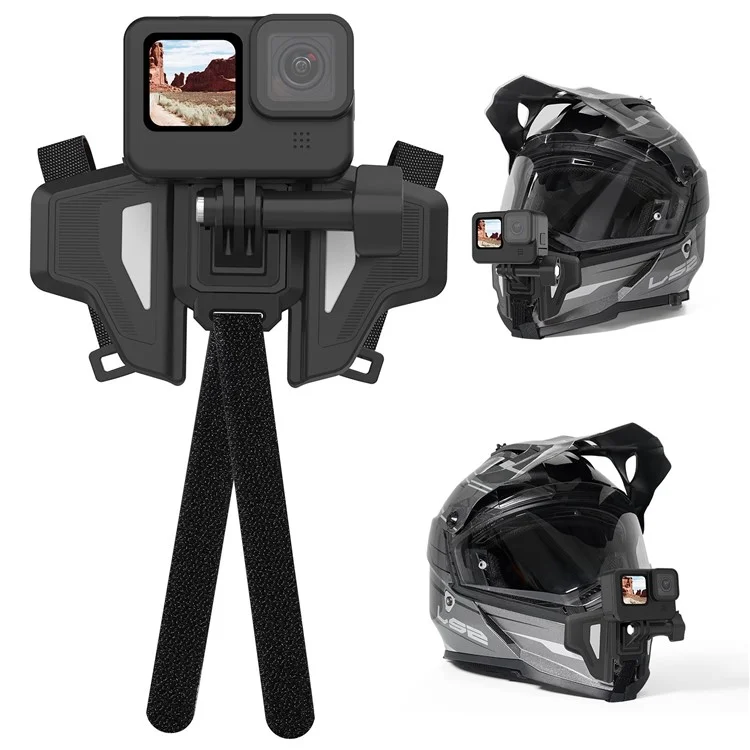 TELESIN GP-HBM-MT2-YH Motorradhelm-Kinnriemen, stoßfest, Sportskamera-Halterung für Radfahren, Fotografieren