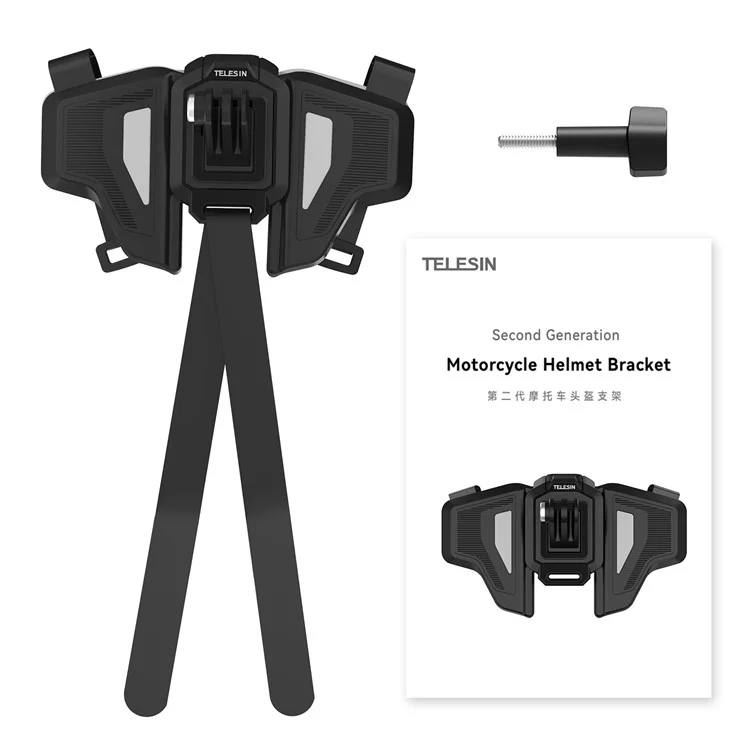TELESIN GP-HBM-MT2-YH Motorradhelm-Kinnriemen, stoßfest, Sportskamera-Halterung für Radfahren, Fotografieren