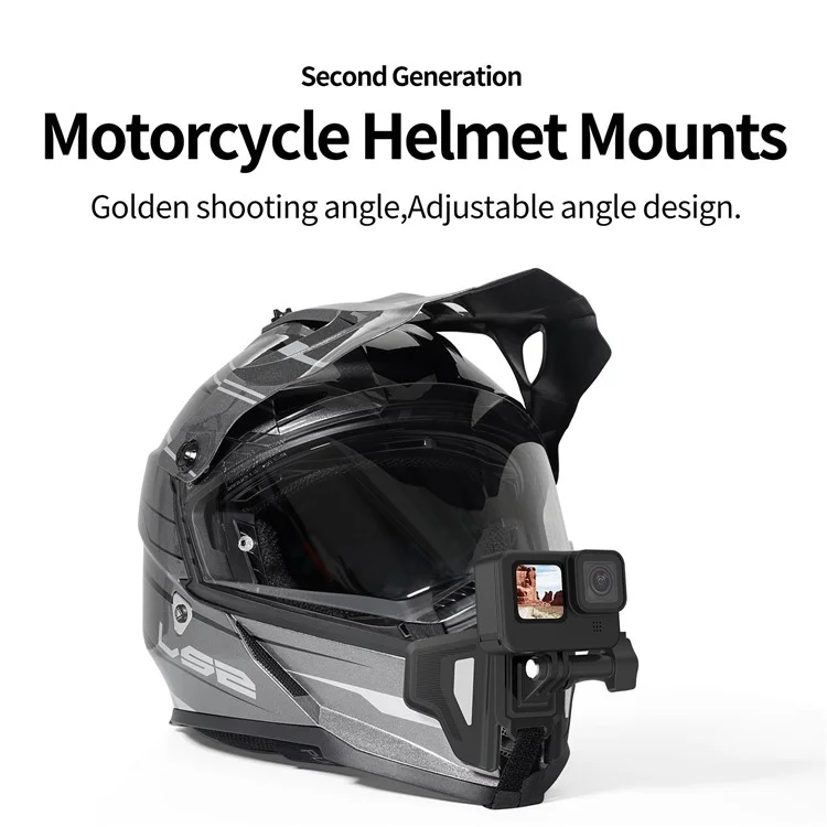 TELESIN GP-HBM-MT2-YH Motorradhelm-Kinnriemen, stoßfest, Sportskamera-Halterung für Radfahren, Fotografieren