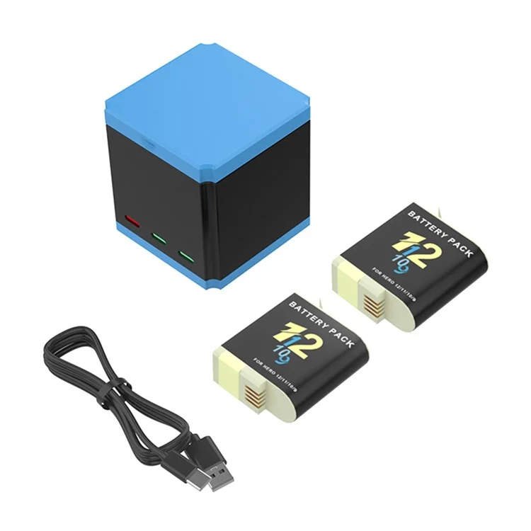 SHEINGKA Compatible with GoPro Hero 10 / 9 Battery Charger Station Set (2 Batteries+1 Type-C Cable+1 Storage Charging Box)