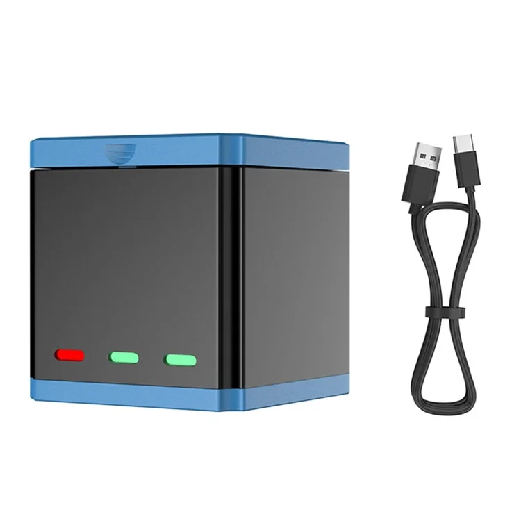 SHEINGKA For GoPro Hero 10 / 9 Multi-protection 3-Battery Fast Charger Station Storage Charging Box with Type-C Cable