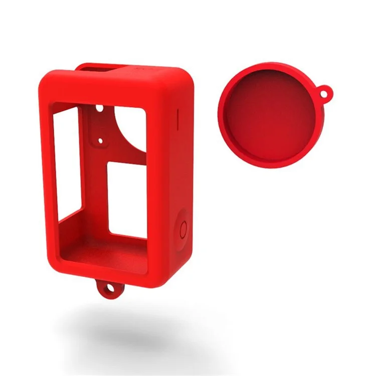 For DJI Osmo Action3 Silicone Case Camera Anti-drop Protective Sleeve with Lens Cover - Red