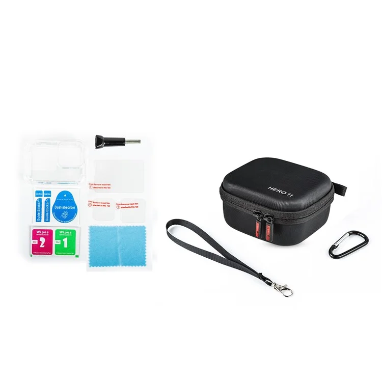 STARTRC 1111363 For GoPro Hero 11 Waterproof PU Carrying Case Shockproof Portable Storage Bag (with Hand Rope and Carabiner)