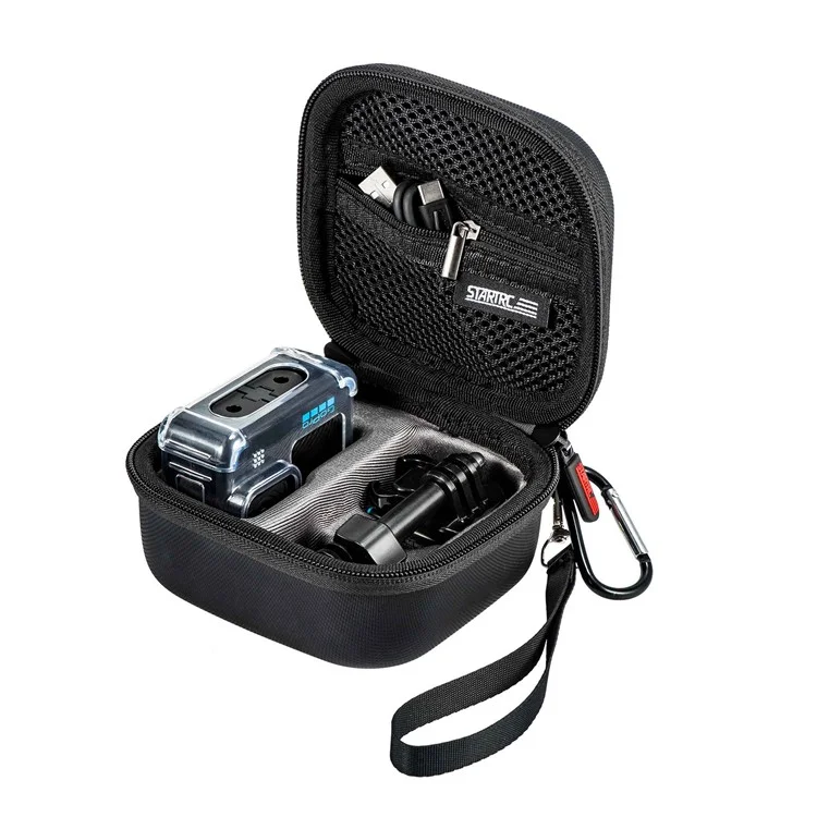 STARTRC 1111363 For GoPro Hero 11 Waterproof PU Carrying Case Shockproof Portable Storage Bag (with Hand Rope and Carabiner)