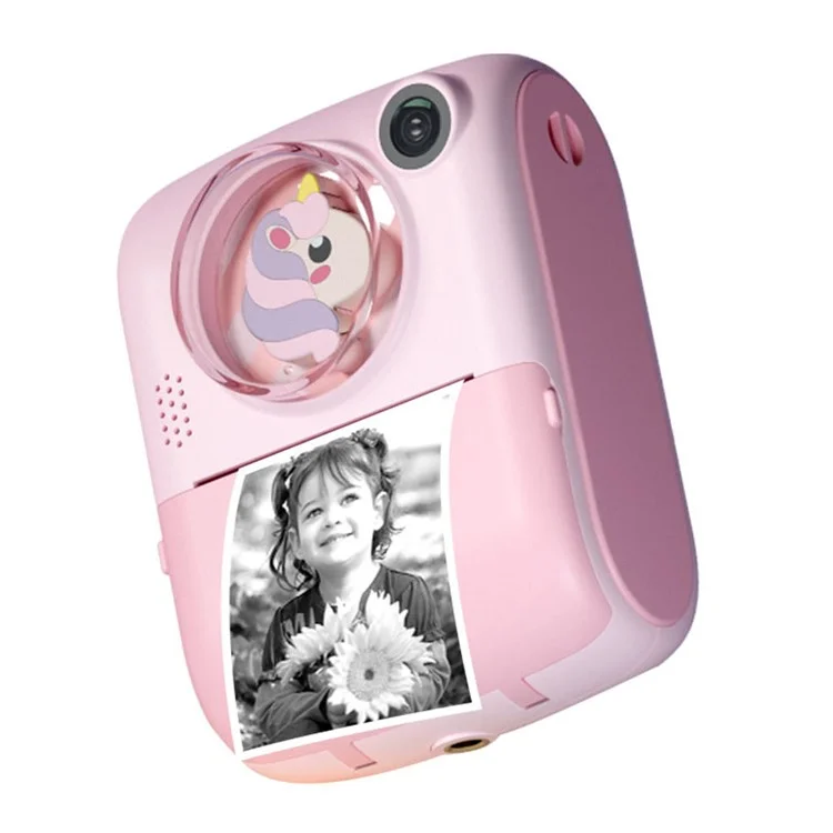 M1 Kids Instant Print Camera 2.0" IPS Screen Digital Cartoon Camera HD Selfie Dual Lens Camera Support 1920x1080P  Resolution - Blue Penguin