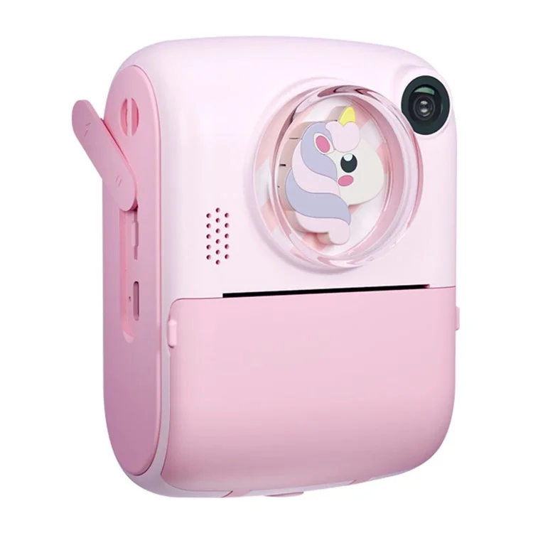 M1 Kids Instant Print Camera 2.0" IPS Screen Digital Cartoon Camera HD Selfie Dual Lens Camera Support 1920x1080P  Resolution - Blue Penguin