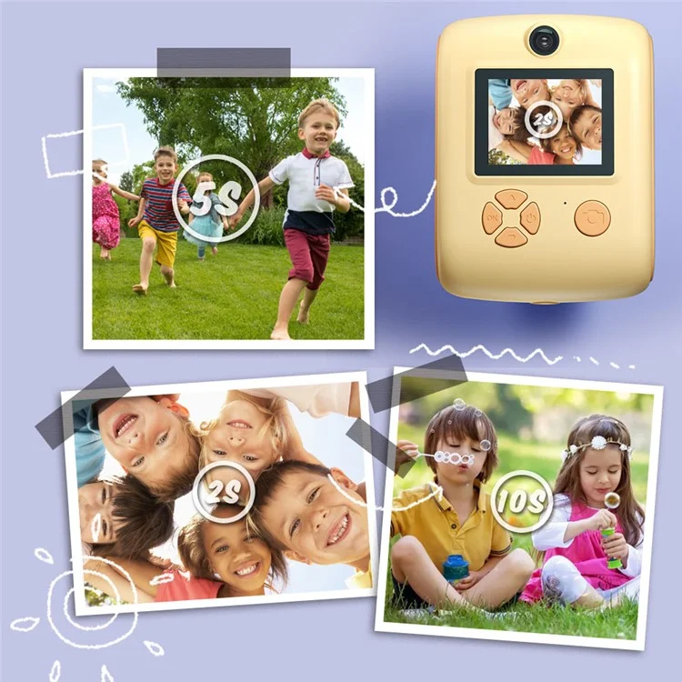 M1 Kids Instant Print Camera 2.0" IPS Screen Digital Cartoon Camera HD Selfie Dual Lens Camera Support 1920x1080P  Resolution - Blue Penguin