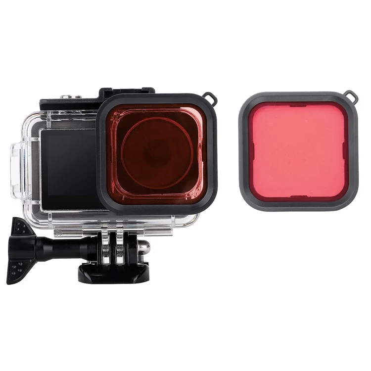 Filtro de Buceo de Lente de Cámara OA3-FS520 Para DJI OSMO Action 3 Filtro de Vidrio Templado de la Cámara Para Fotografía Submarina - Rojo