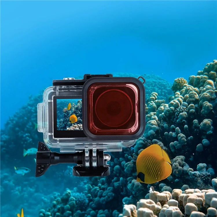 Filtro de Buceo de Lente de Cámara OA3-FS520 Para DJI OSMO Action 3 Filtro de Vidrio Templado de la Cámara Para Fotografía Submarina - Rojo