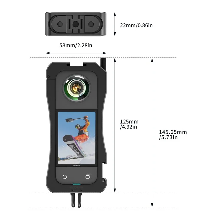 STARTRC 1YIN0003 For Insta360 X3 Camera Cage Aluminum Alloy Protective Case Expansion Frame