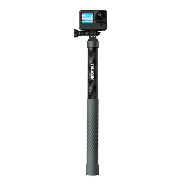 TELESIN GP-MNP-002 1.2m Carbon Fiber Extendable Selfie Stick Lightweight Selfie Pole Compatible for GoPro Insta360 Cameras