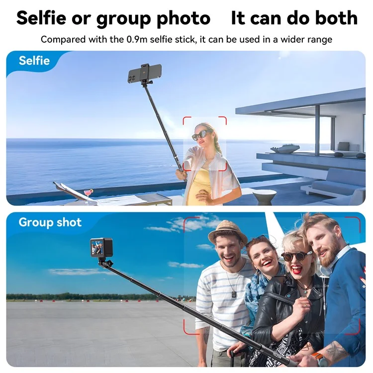 TELESIN GP-MNP-002 1.2m Carbon Fiber Extendable Selfie Stick Lightweight Selfie Pole Compatible for GoPro Insta360 Cameras