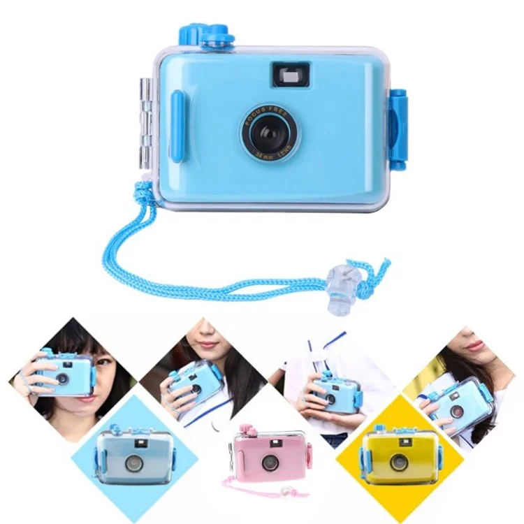 Underwater Vintage Camera Portable Mini 35mm Film Camera with Waterproof Case - Purple