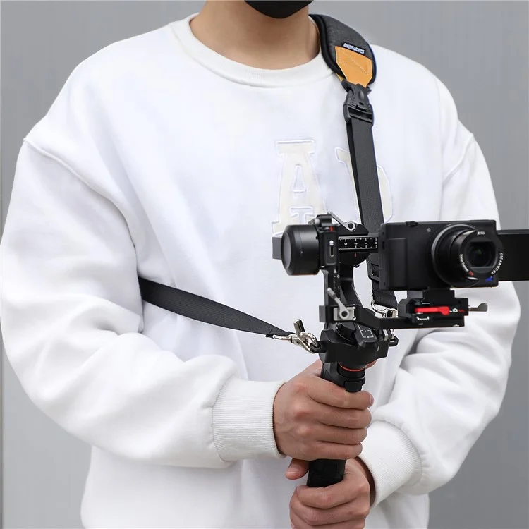 SUNNYLIFE RO-GS560 Für DJI RS 3 Mini Gimbal-Kamera-Stabilisator Doppelter Metallhaken + einstellbarer Nackenriemen Schultergurt