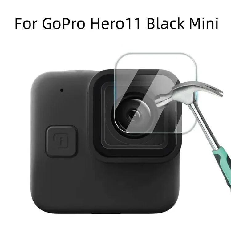 Para GoPro Hero 11 Black Mini Funda Protectora de Silicona Acción Cámara Anticolisión Caso con Película de Vidrio Templado para Lente - Negro