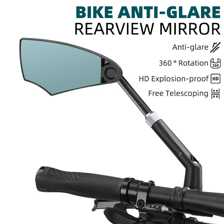 WEST BIKING YP0720045 Fahrrad-Blendschutz-Rückspiegel, ausziehbar, explosionssicher, HD-Rückspiegel für Fahrrad, MTB - links