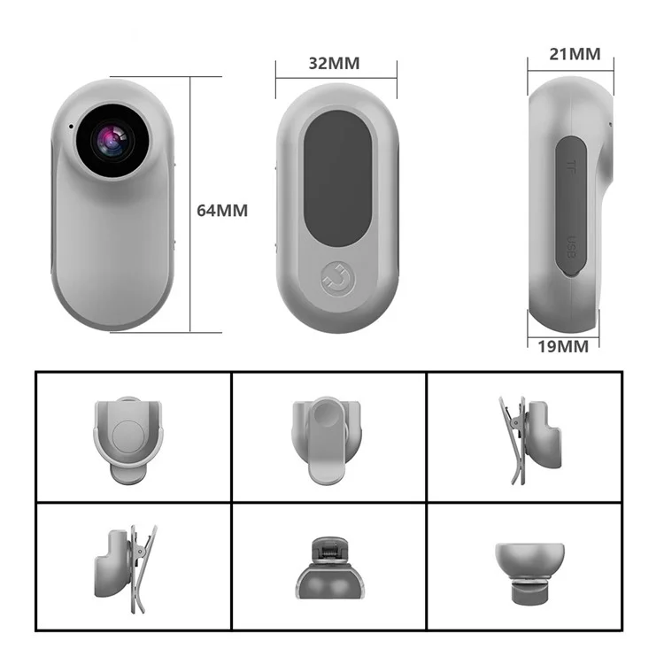 A100 Thumb Camera HD 1080P Mini Action Kamera Fahrrad Anti-Shake Magnetisch Wasserdicht Sportkamera (Ohne TF-Karte) - Schwarz