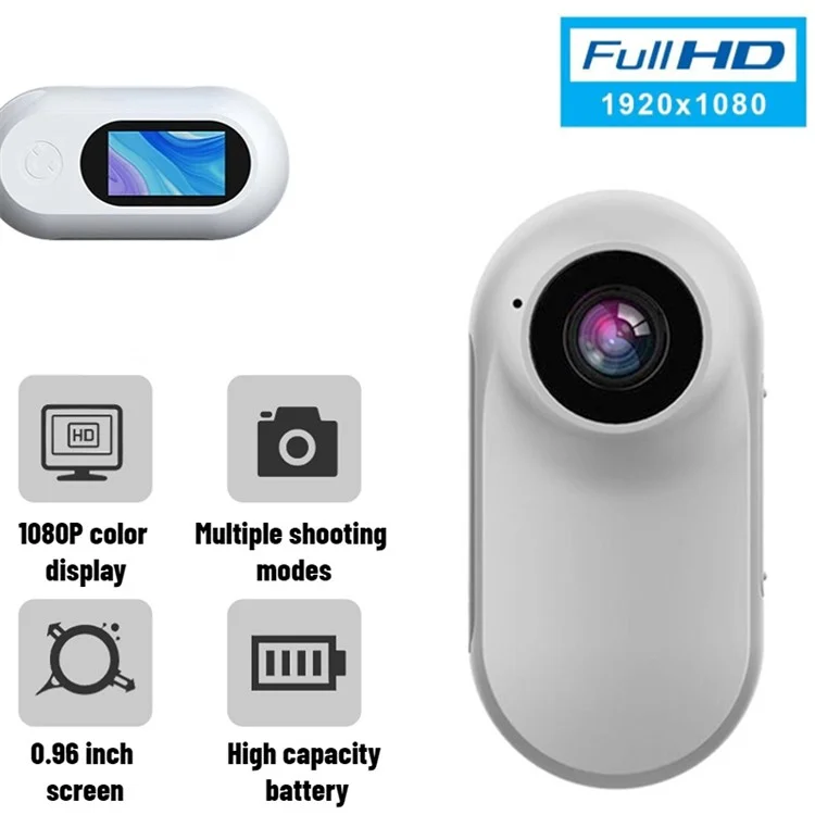 A100 Thumb Camera HD 1080P Mini Action Kamera Fahrrad Anti-Shake Magnetisch Wasserdicht Sportkamera (Ohne TF-Karte) - Schwarz