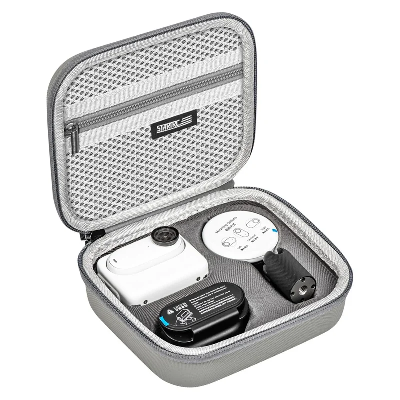 STARTRC 1123807 PU Leather Storage Bag for Insta360 GO 3 Camera Carrying Case Shockproof Box Travel Handbag - Grey