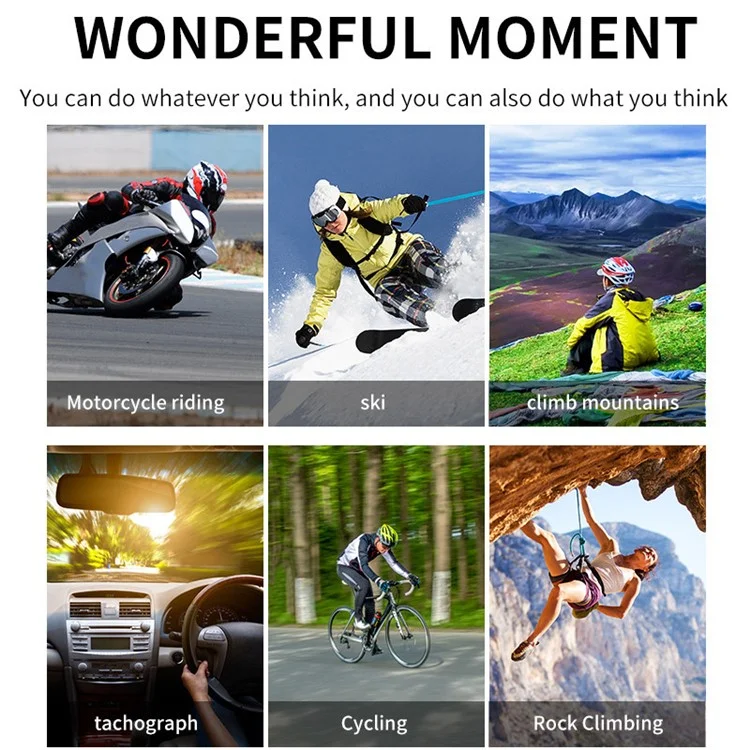 VIRAN V8 4K Registratore Per Auto da Motocicletta Per Esterni 1.54 "ips Screen Action Camera IP68 Impiatto di Sport Anti-shaking Camera Sportiva