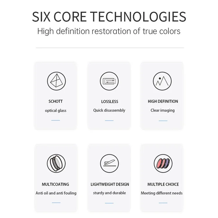 JUNESTAR JSR-1030-22 Filtros de Lente 8 em 1 para Insta360 GO 3 Conjunto de Filtros com CPL+ND8-PL+ND16-PL+ND32-PL+Streak Blue+Streak Gold+Red+Pink
