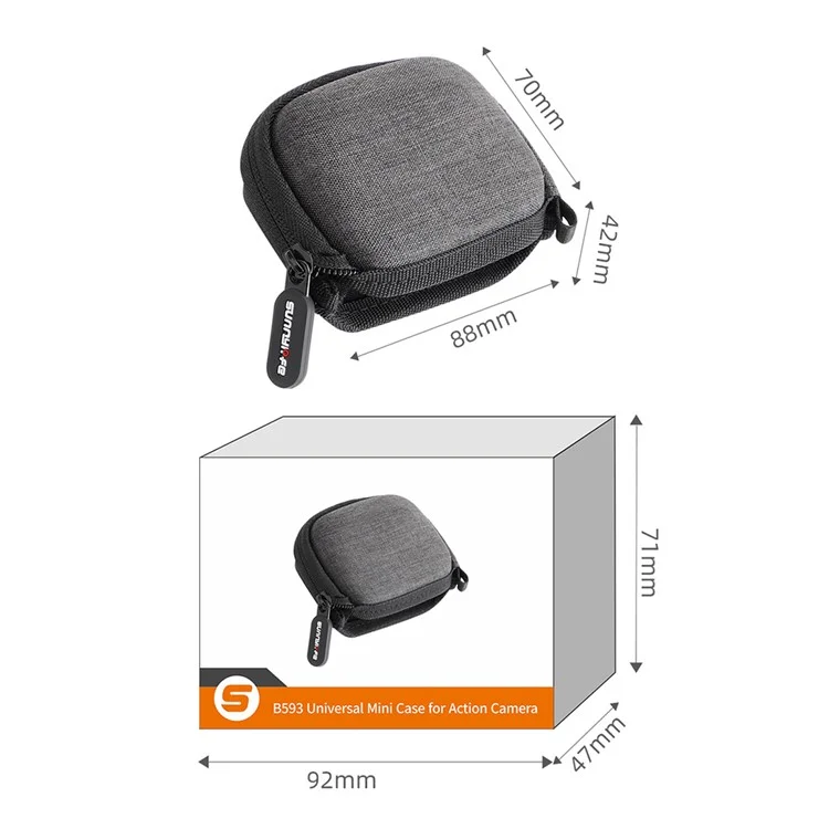 SUNNYLIFE B593 Per Insta360 GO 3 / DJI Action 3 / GoPro Sports Camera Hard Shell Cloth Storage Bag Shockproof Zipper Bag with Opening