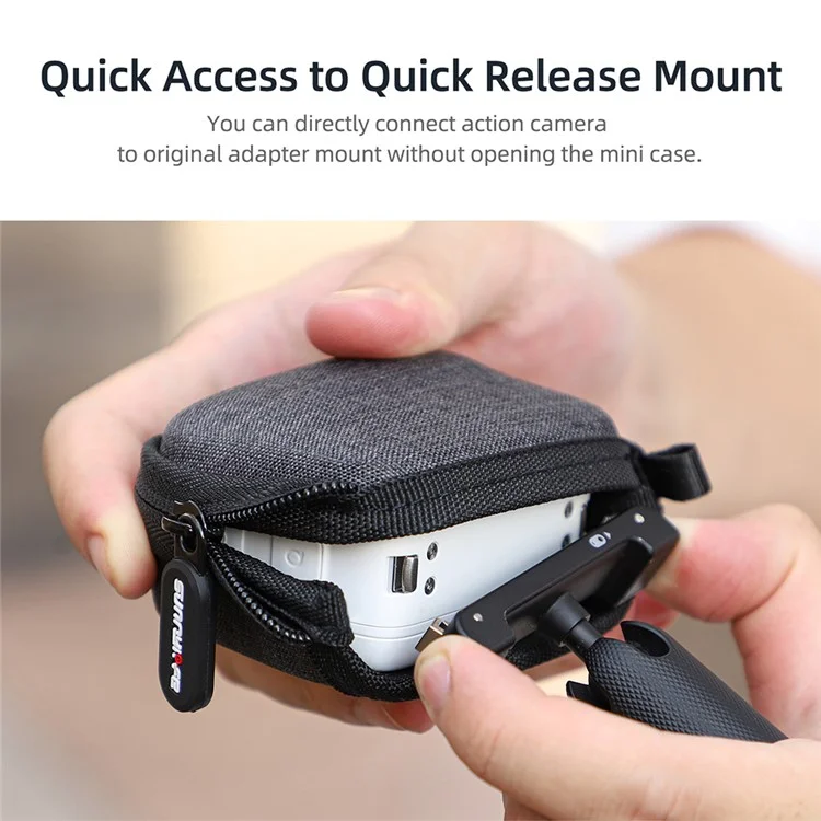 SUNNYLIFE B593 Per Insta360 GO 3 / DJI Action 3 / GoPro Sports Camera Hard Shell Cloth Storage Bag Shockproof Zipper Bag with Opening