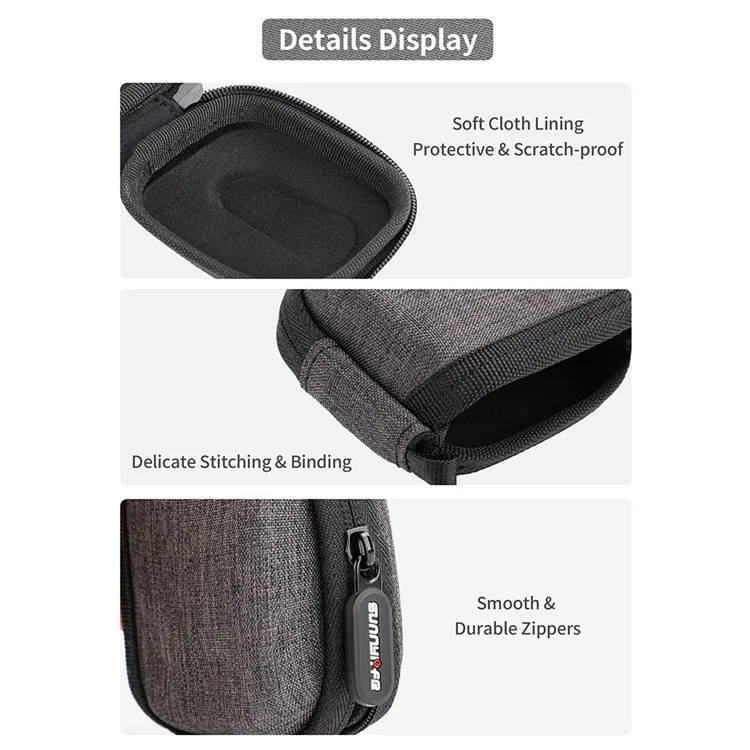 SUNNYLIFE B593 Per Insta360 GO 3 / DJI Action 3 / GoPro Sports Camera Hard Shell Cloth Storage Bag Shockproof Zipper Bag with Opening