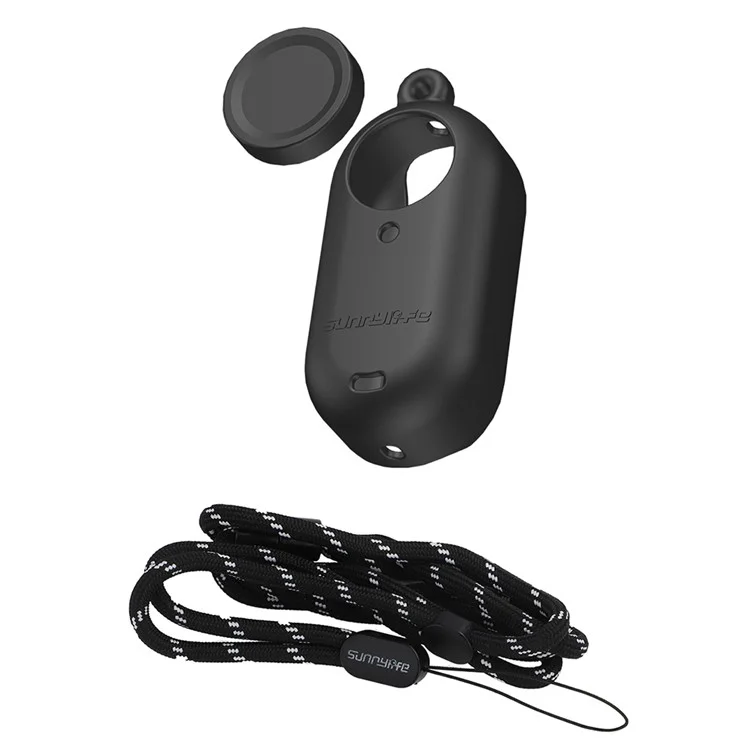 SUNNYLIFE IST-BHT594 para Insta360 GO 3 Funda Protectora de Silicona para Cuerpo de Cámara con Cubierta de Lente y Cordón - Negro