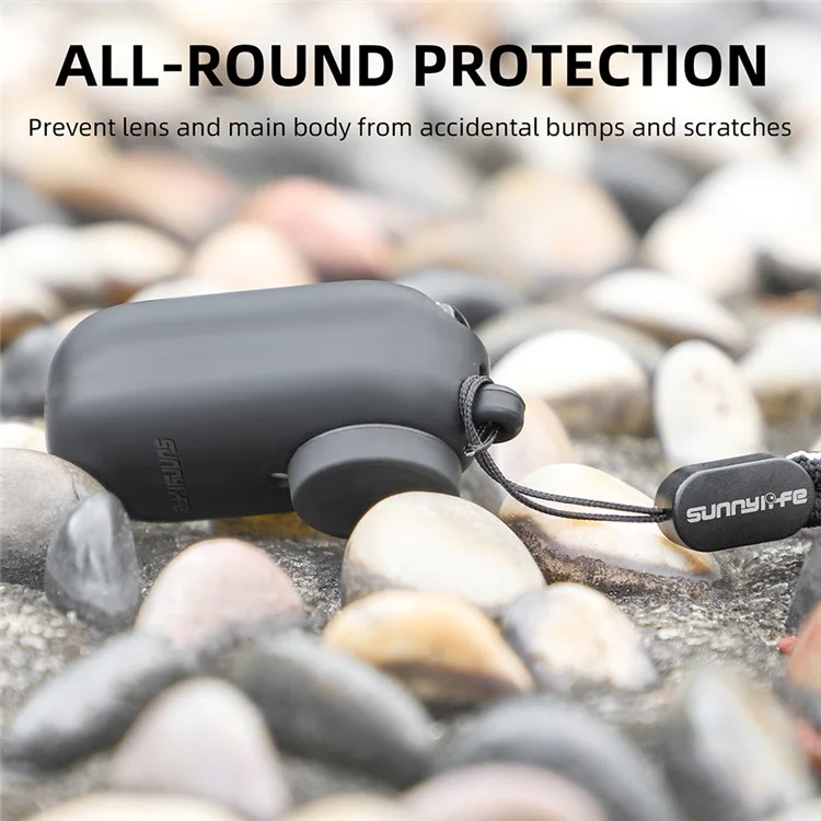 SUNNYLIFE IST-BHT594 para Insta360 GO 3 Funda Protectora de Silicona para Cuerpo de Cámara con Cubierta de Lente y Cordón - Negro