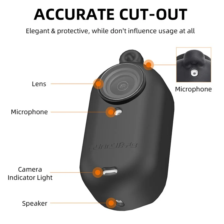 SUNNYLIFE IST-BHT594 para Insta360 GO 3 Funda Protectora de Silicona para Cuerpo de Cámara con Cubierta de Lente y Cordón - Negro