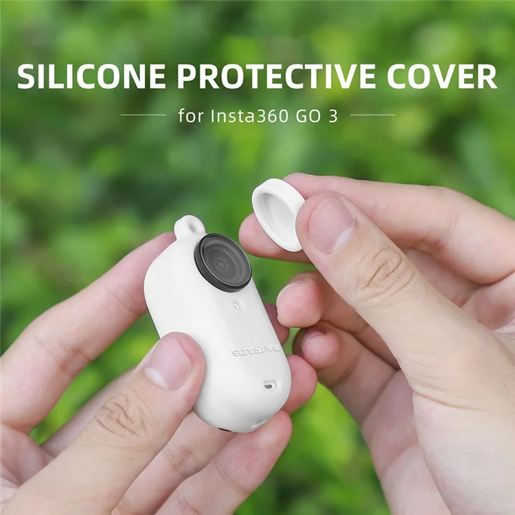 SUNNYLIFE IST-BHT594 para Insta360 GO 3 Funda Protectora de Silicona para Cuerpo de Cámara con Cubierta de Lente y Cordón - Negro