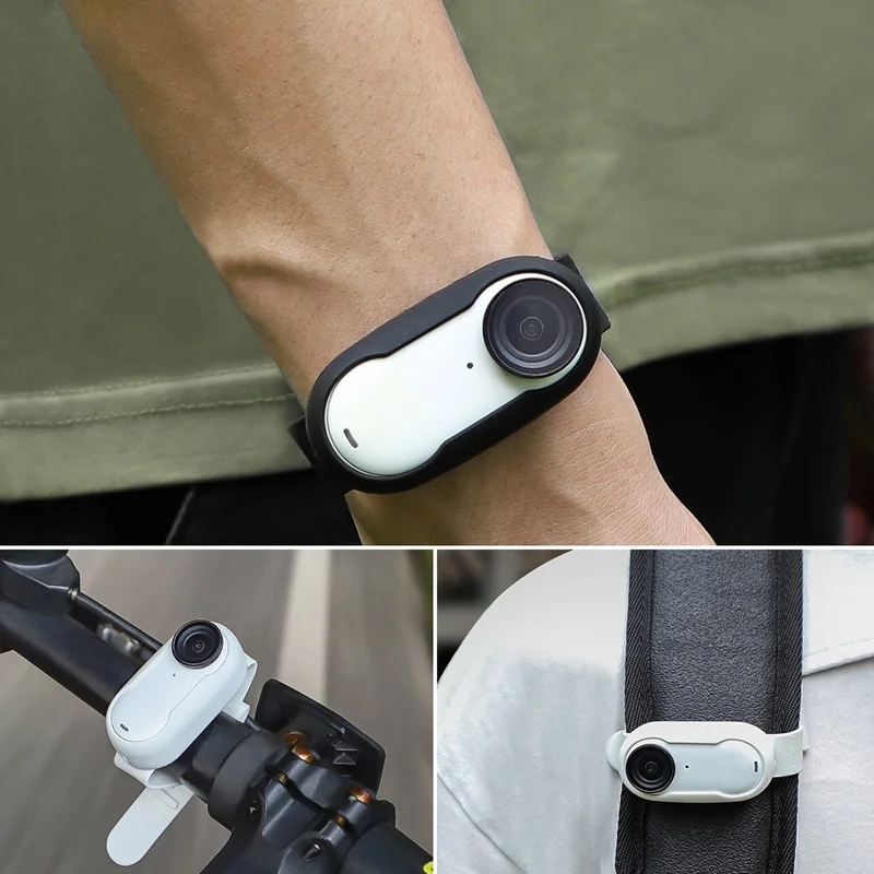 SUNNYLIFE IST-ZD588 Para Insta360 GO 3 Capa de Silicone Protetora da Câmera com Alça Ajustável - Branco