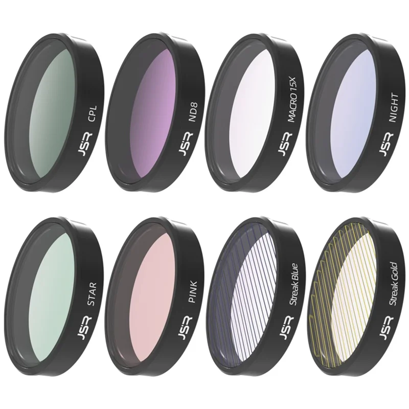 JUNESTAR JSR-1013-23 KB-8IN1 Multi-Coated Filter Set für DJI Osmo Action 4 / 3 Ölbeständige Wasserdichte Objektivfilter