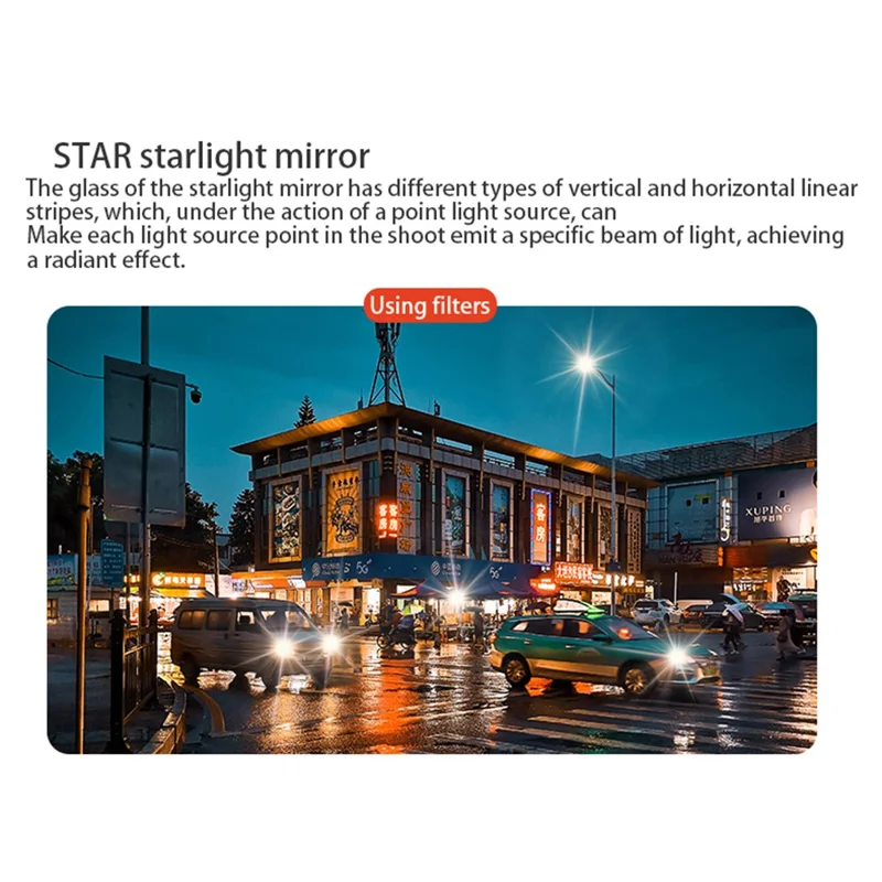 JUNESTAR JSR-1013-14 For DJI Osmo Action 4 / 3 Camera Lens Filter Optical Glass STAR Lens Filter