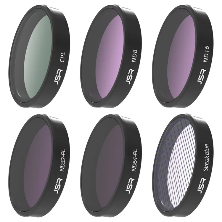 JUNESTAR JSR-1013-21 KB-6IN1 Para a Câmera DJI Osmo Action 4 / 3 Filter CPL / ND8 / ND16 / ND32-PL / ND64-PL / Streak Blue Optical Glass Filter