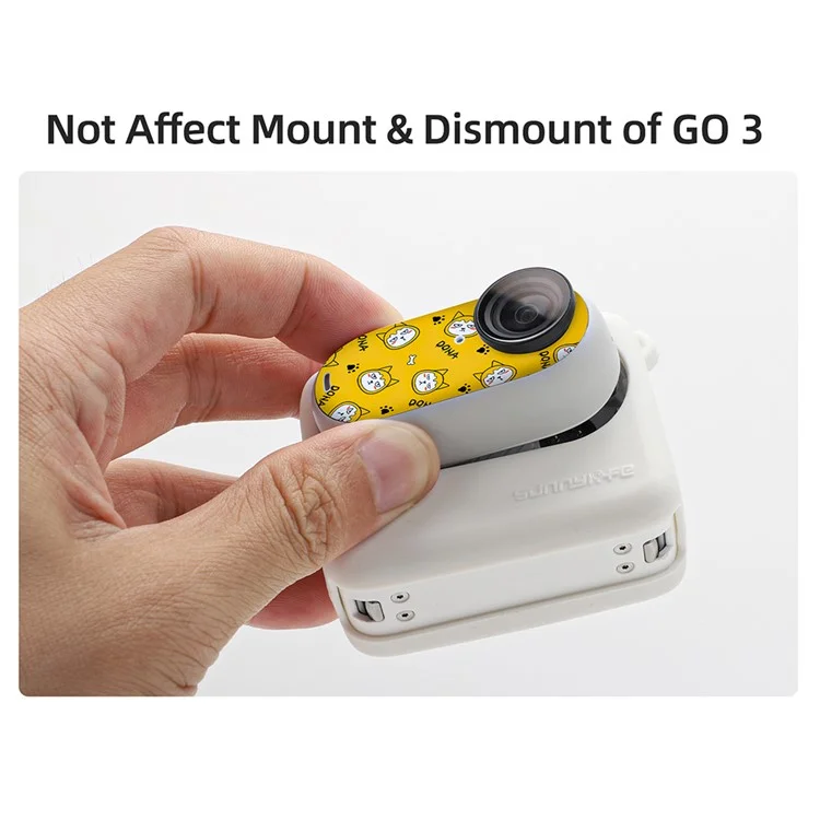 SUNNYLIFE IST-BHT595 4 pièces / Set Étui en silicone + Capuchon d'objectif + Autocollant + Lanière pour Insta360 GO 3 Étui de charge - Noir