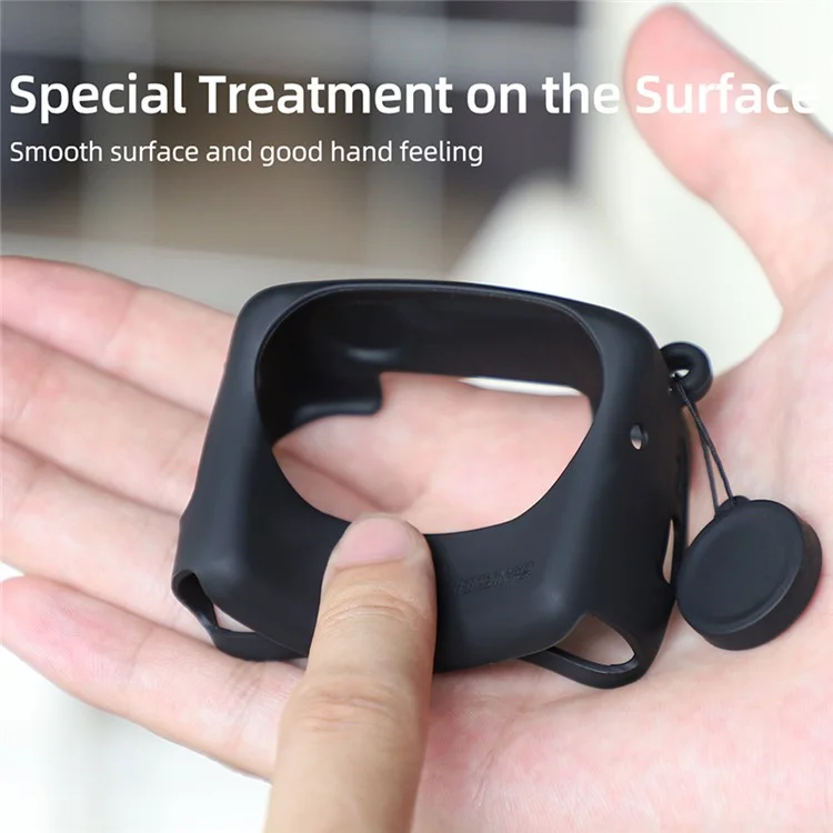 SUNNYLIFE IST-BHT595 4 pièces / Set Étui en silicone + Capuchon d'objectif + Autocollant + Lanière pour Insta360 GO 3 Étui de charge - Noir