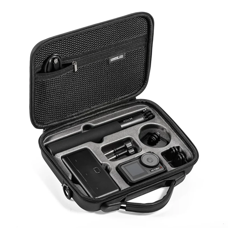STARTRC 1126174 Carrying Case for DJI Action 4 , PU Travel Portable Storage Bag with Shoulder Strap - All-round Set