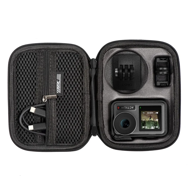 STARTRC 1126181 Storage Bag for DJI Action 4 , Hard PU Travel Box Carrying Case with Buckle+Strap - Standard Set