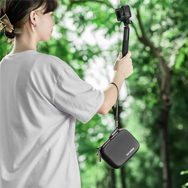 STARTRC 1126181 Storage Bag for DJI Action 4 , Hard PU Travel Box Carrying Case with Buckle+Strap - Standard Set